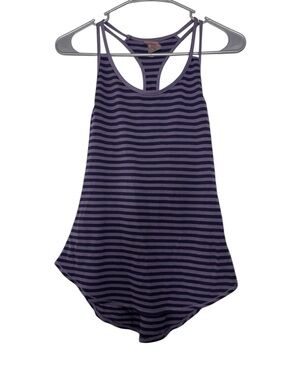 Calia by Carrie Underwood Striped Racerback Tank Top in Purple and Black XS